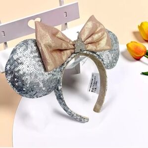 Disney Parks Castle Jewel Silver Minnie Ears Bow Limited Party Sequins Headband